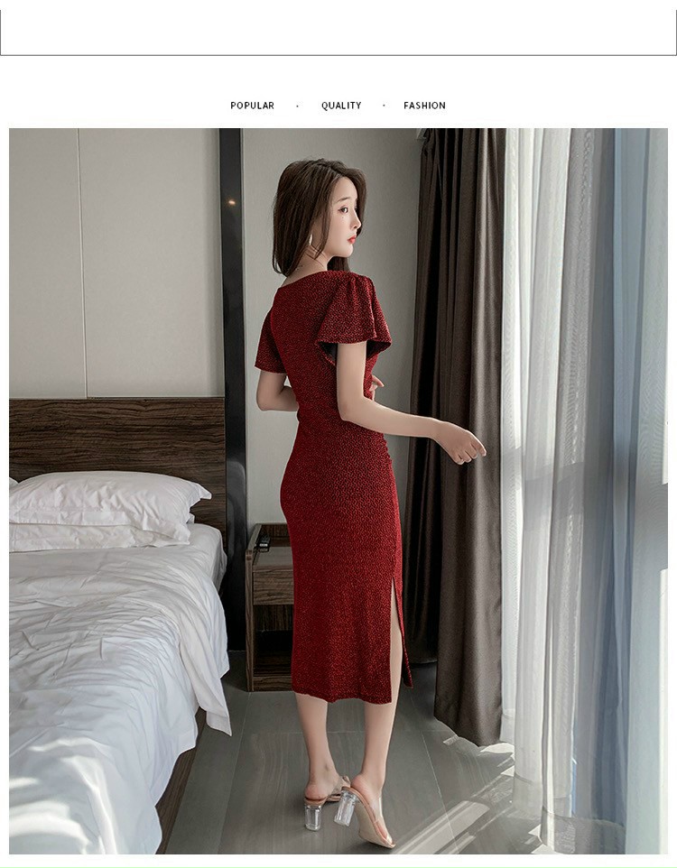 ĐẦM BODY KIM TUYẾN TAY RỜI XẺ TÀ CAO CẤP