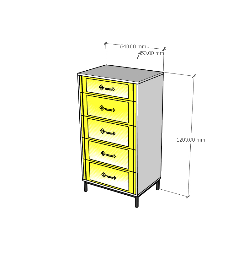 [Happy Home Furniture] TAKO, Tủ lưu trữ 5 ngăn kéo - chân sắt , 64cm x 45cm x 120cm ( DxRxC), THK_132