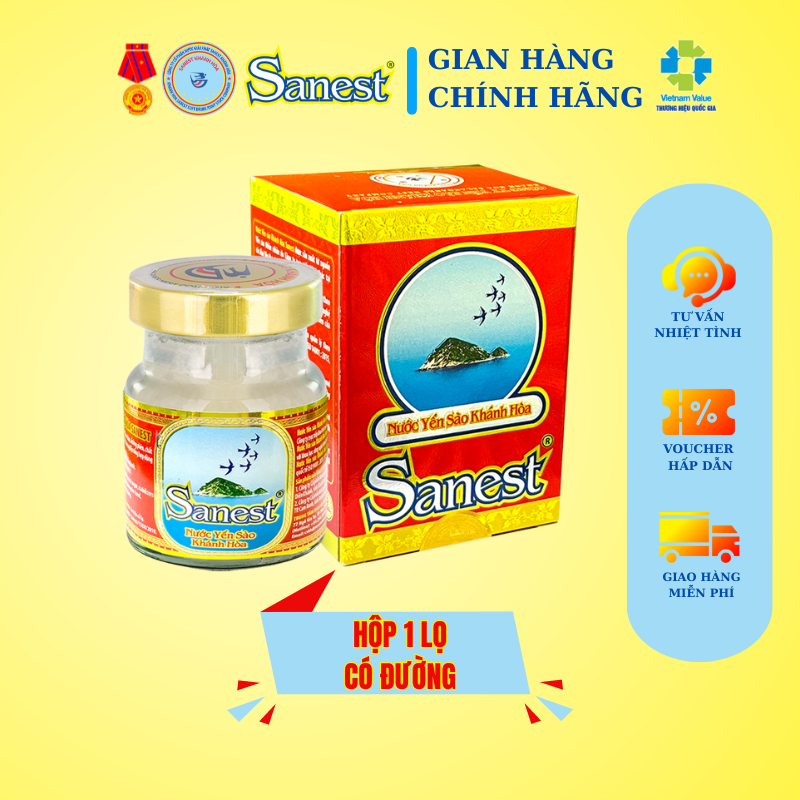 [Combo 30 lọ] Nước Yến sào Khánh Hòa Sanest có đường đóng lọ 70ml
