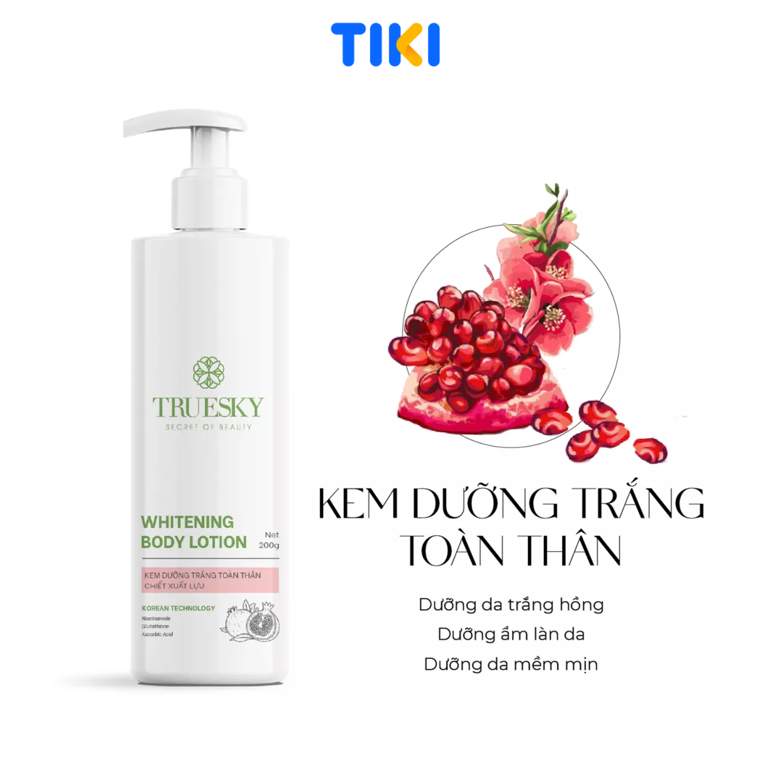 Kem dưỡng trắng da toàn thân Truesky Whitening Body Lotion chiết xuất lựu đỏ