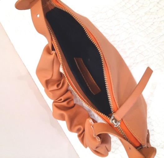 Túi xách nữ kẹp nách đẹp màu cam Kalanos KTNU2140-Cam, Túi xách nữ 24cm đeo chéo bèo nhún tiểu thư giá rẻ màu cam
