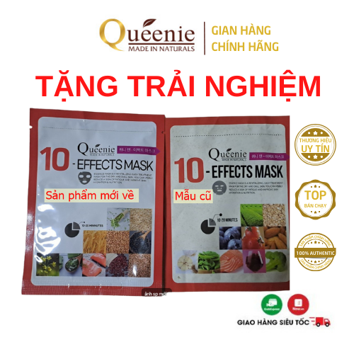 Mặt Nạ Dưỡng Trắng Da Queenie Collagen Trứng Cá Hồi 10 Tác Dụng 21g - 1 miếng