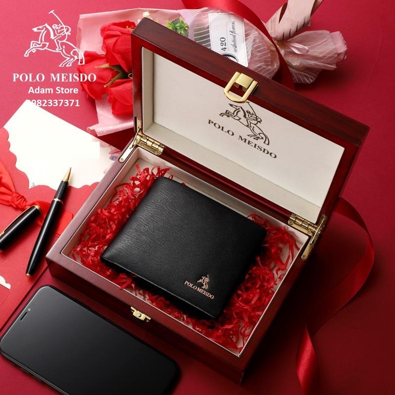 Ví Da Bò Nam Cao Cấp Hàng Hiệu POLO MEISDO Full Hộp Phù Hợp Làm Quà Biếu Tặng Sinh Nhật Bảo Hành 24 Tháng