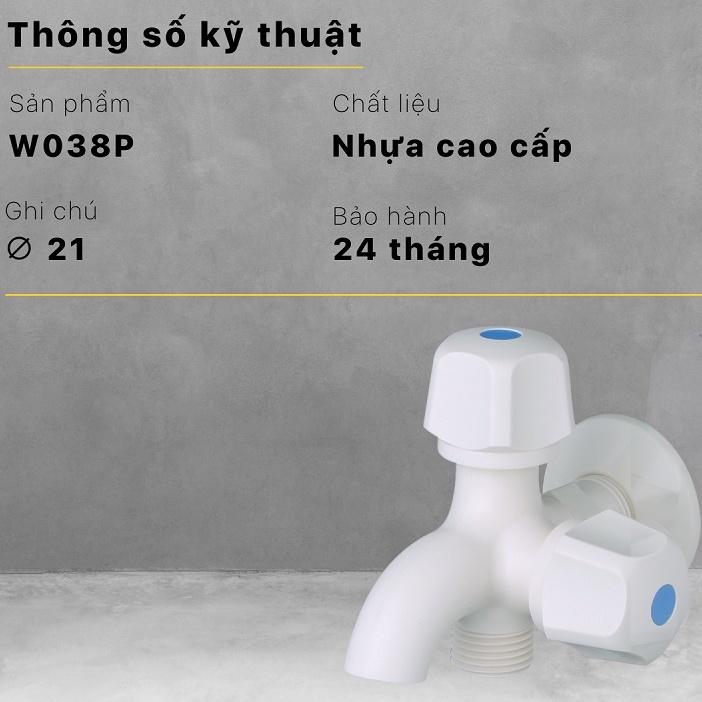W038P - Vòi gắn tường lạnh phi 21