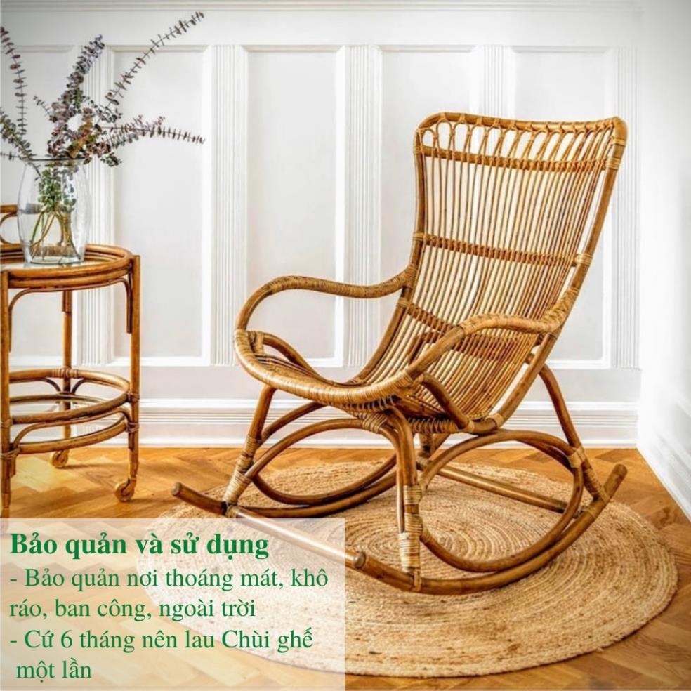 Ghế lười bập bênh thư giãn mây phòng ngủ người già, decor ban công đọc sách, trang trí phòng khách xem tivi / HealHomes