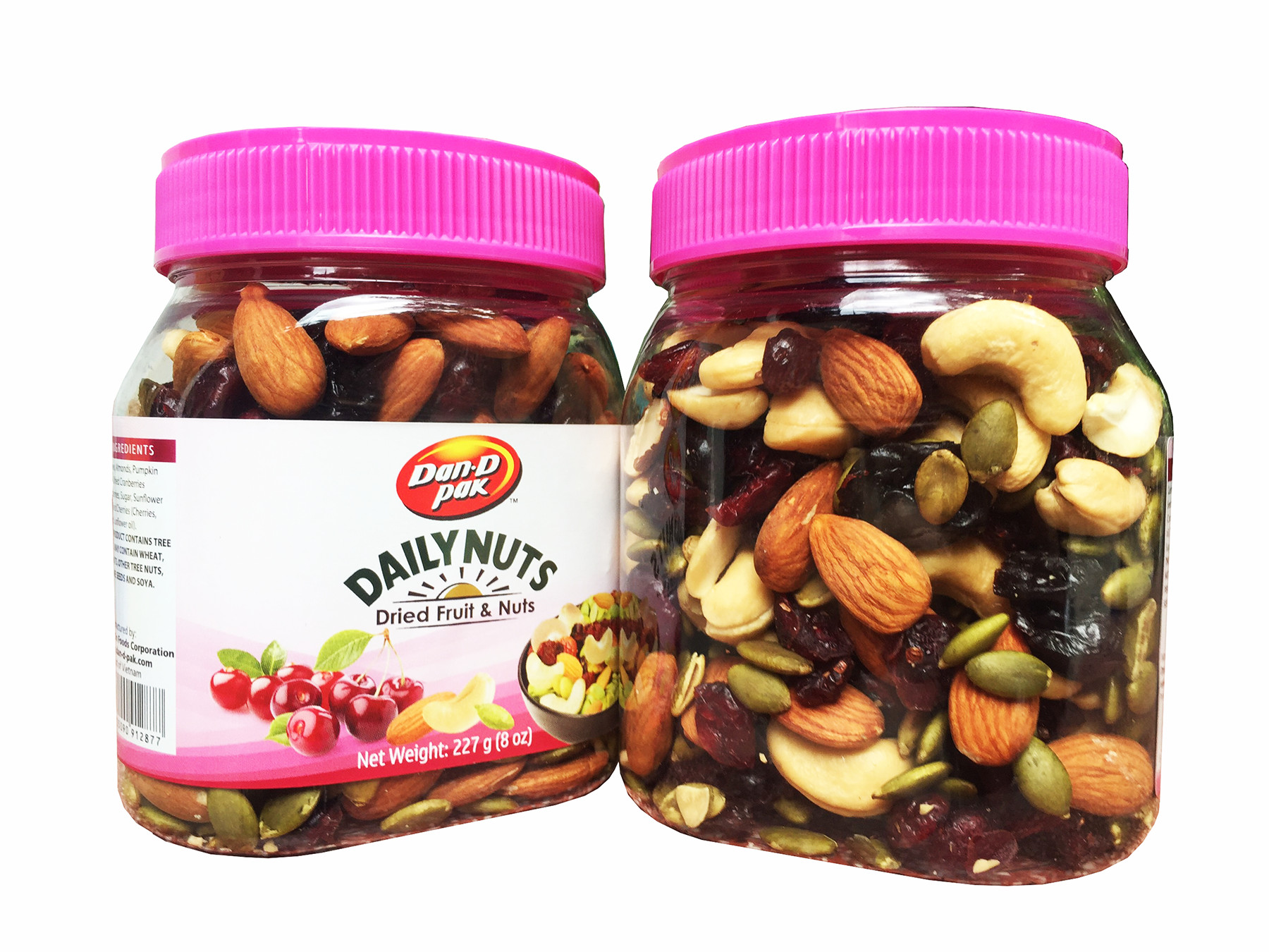 COMBO 2 HỘP HẠT DINH DƯỠNG HỖN HỢP ĐÃ BÓC VỎ DAILY NUT 227GR DAN D PAK xuất khẩu đài loan, sản phẩm là sự hòa quyện của các loại hạt cao cấp: hạnh nhân, điều,hạt bí ngô ,cherries,việt quốc, nam việt quốc