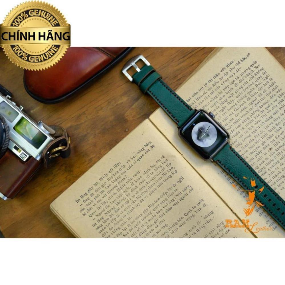 DÂY DÀNH CHO APPLE WATCH DA BÒ - RAM LACSIC 1984  XANH RÊU CỰC KỲ THANH LỊCH - HÀNG CHÍNH HÃNG