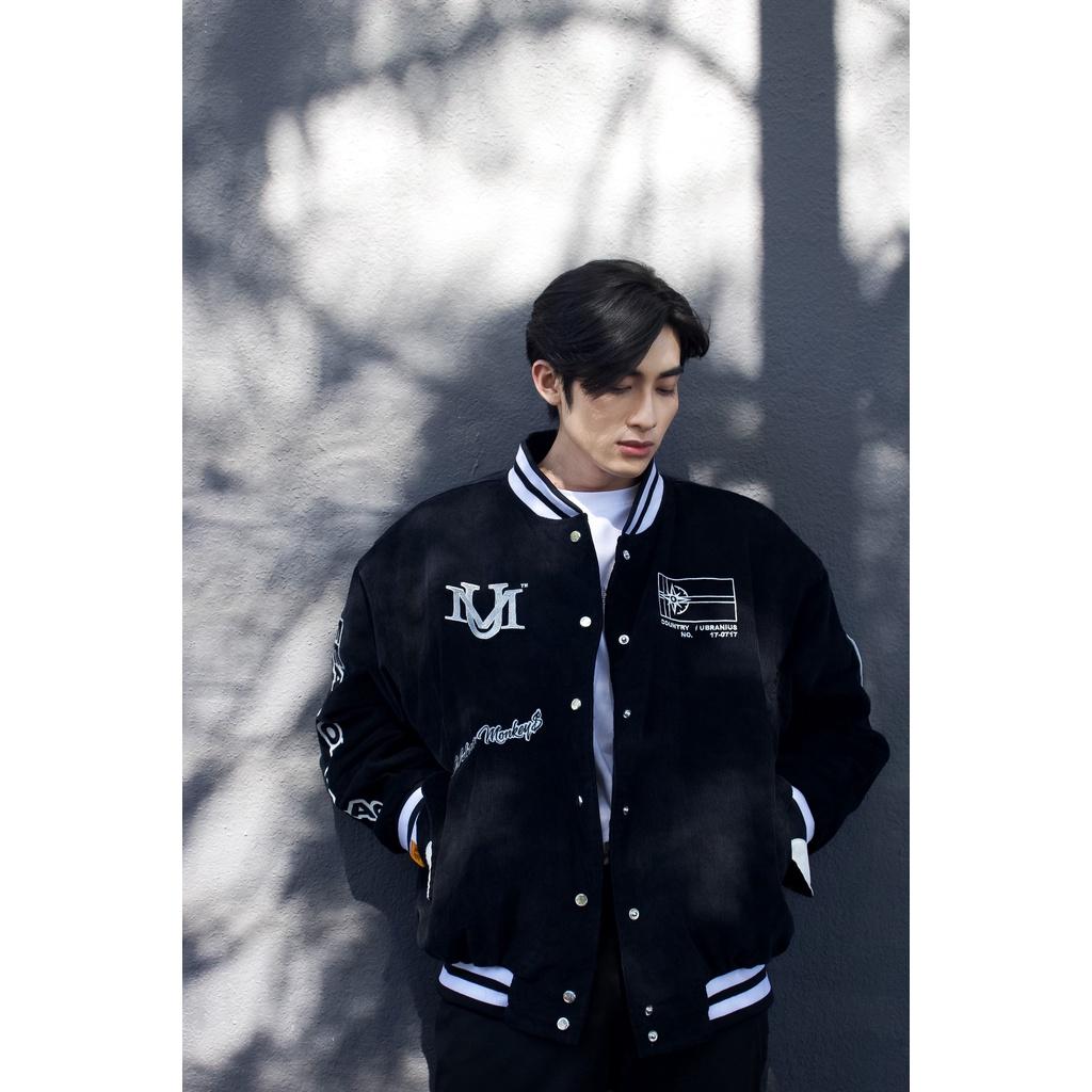 Áo Khoác URBAN MONKEY Basic Varsity Black Nhung Tăm Cao Cấp