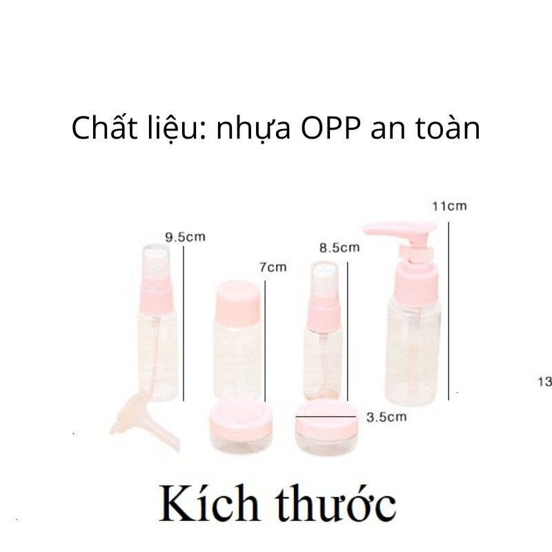 Chiết mỹ phẩm mini du lịch bộ 7 món chai nhấn, bình xịt, lọ toner, hộp chiết kem tiện lợi