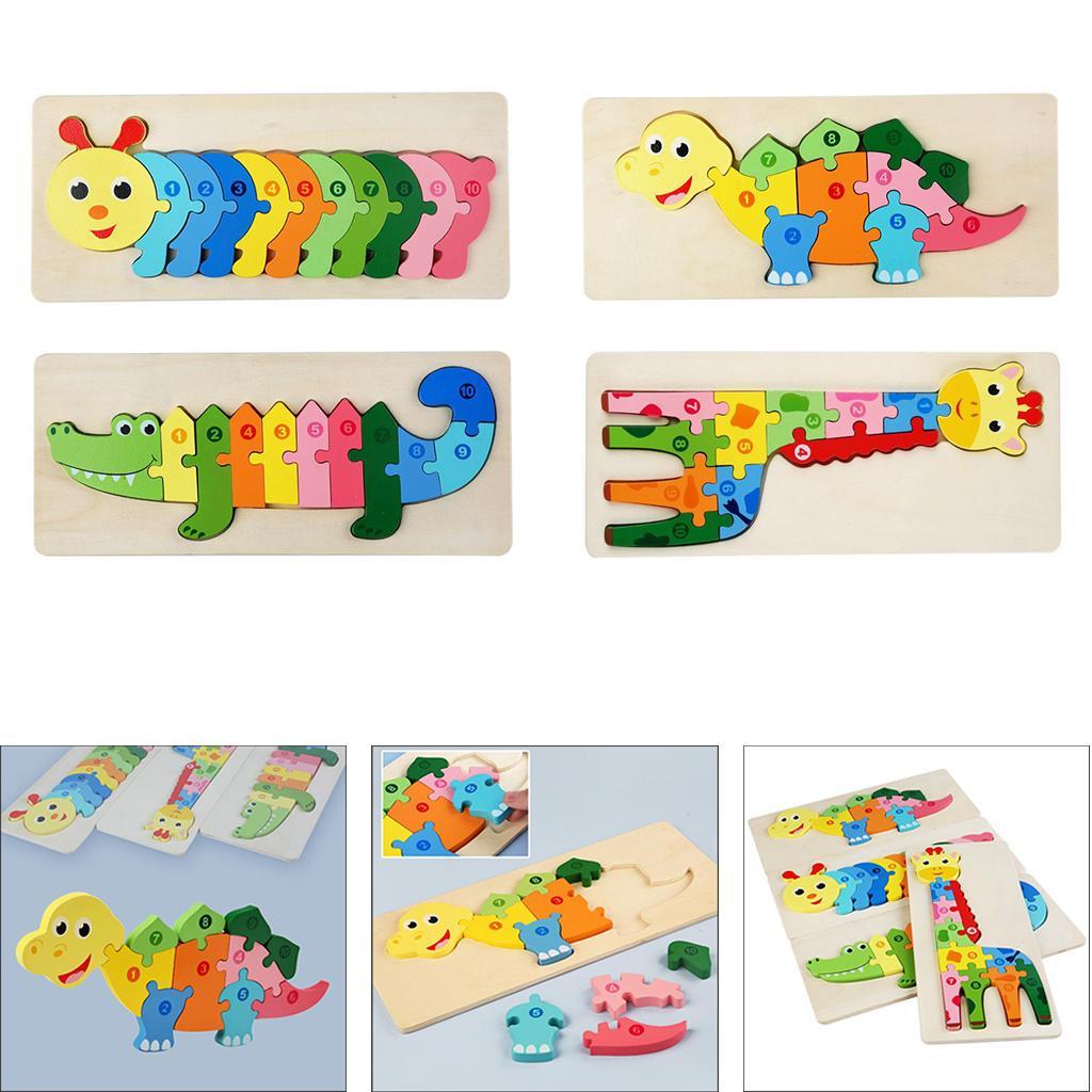 Wooden Number Puzzle Sorting Board Blocks Matching