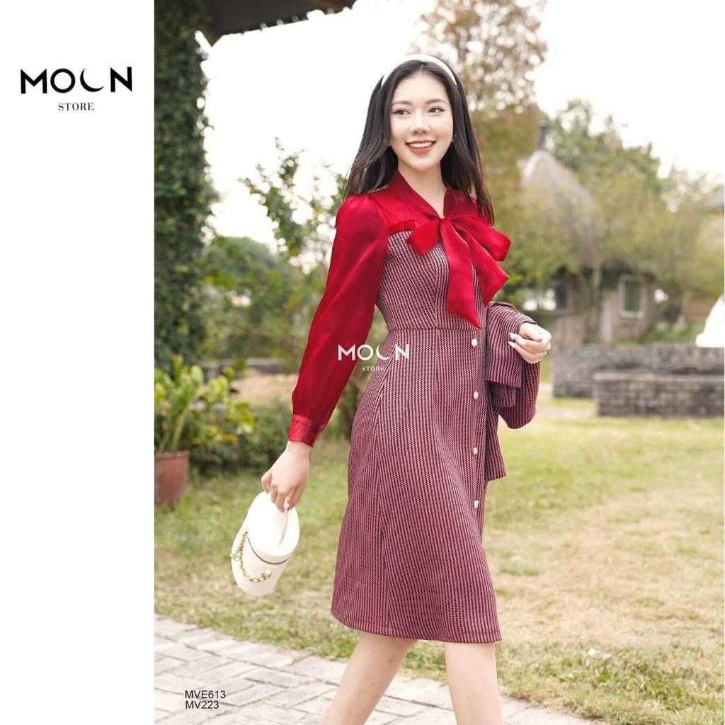 Váy Nữ Dạ Tweed dáng dài công sở đầm thu đông MV223 MOON STORE