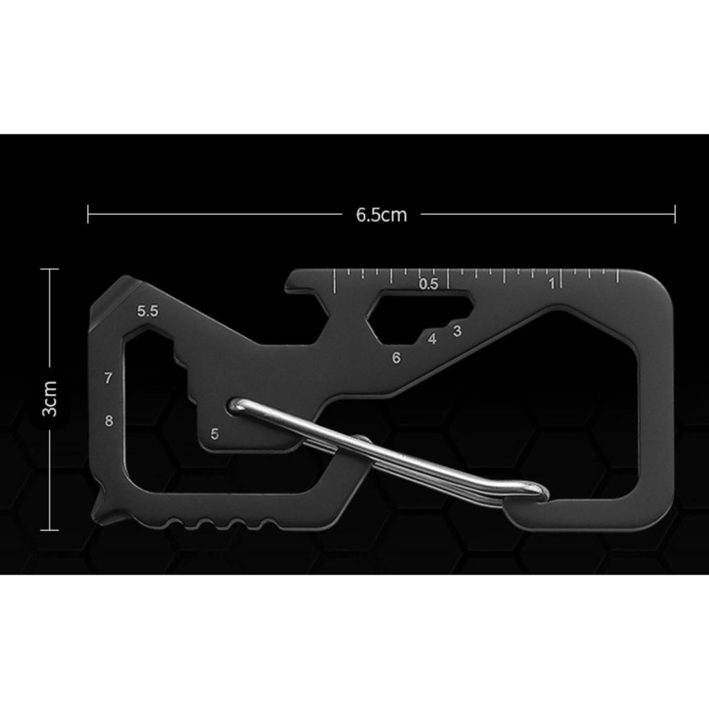 Móc khóa EDC carabiner đa năng 8 trong 1
