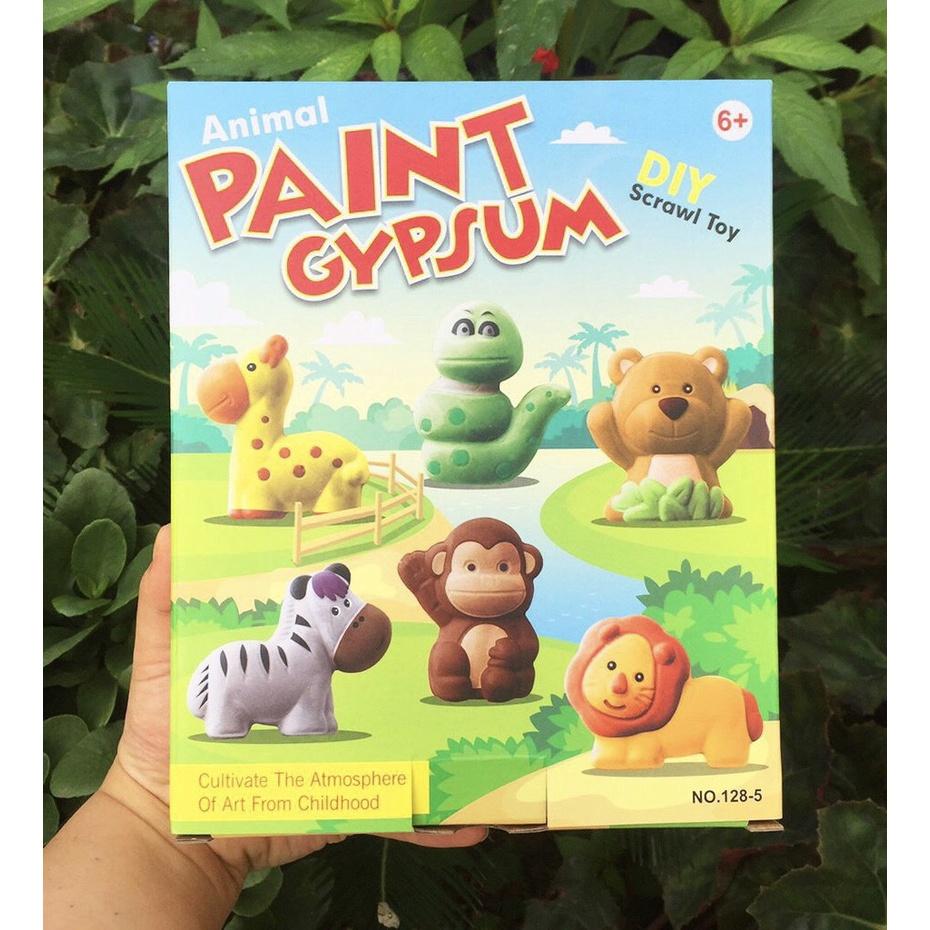 ĐỒ CHƠI TÔ TƯỢNG THẠCH CAO CHỦ ĐỀ ĐỘNG VẬT DIY ANIMALS PLASTIC GYPSUM PAINTING KÈM SẴN MÀU NƯỚC, CỌ VẼ