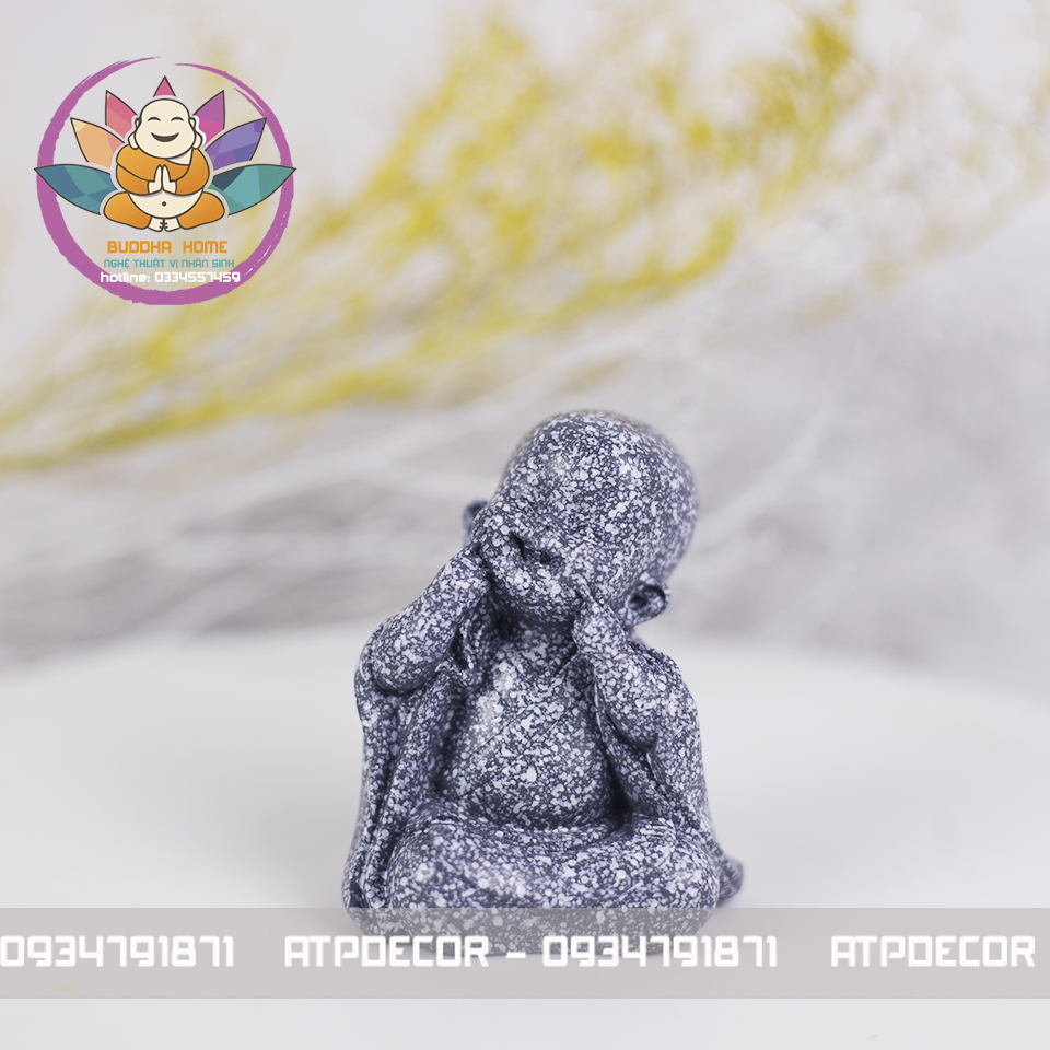 Bộ 3 Chú tiểu tam không Đá xám để oto trang trí nhà cửa size 7.5cm