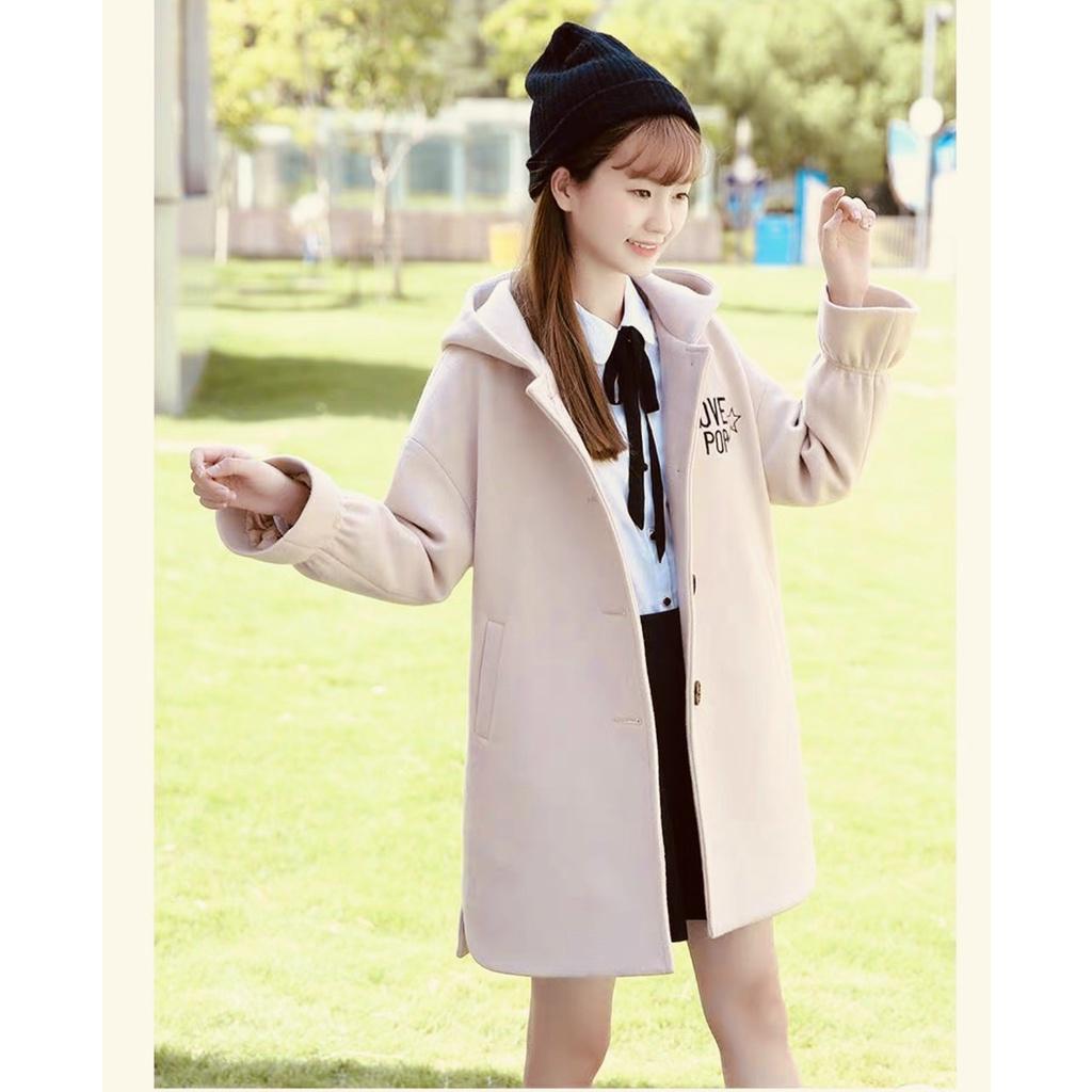 Áo Khoác Mangto Nữ có nón chất nỉ cotton dày mịn logo thêu LOVE thời trang ukg178 hot của năm