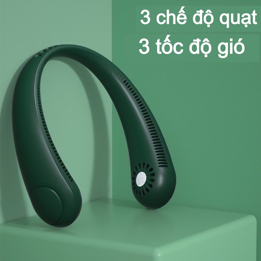 Quạt không dây tích điện thiết kế đeo choàng cổ, nhiều màu cho cả nam và nữ, thích hợp cho người vận động, làm việc bên ngoài trời, 3 tốc độ làm mát nhanh, tức thì