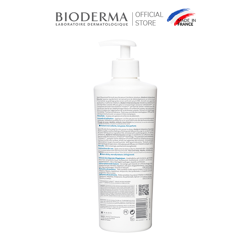 Hình ảnh Kem dưỡng ẩm chuyên sâu cho da rất khô và viêm da cơ địa Bioderma Atoderm Intensive Baume - 500ml