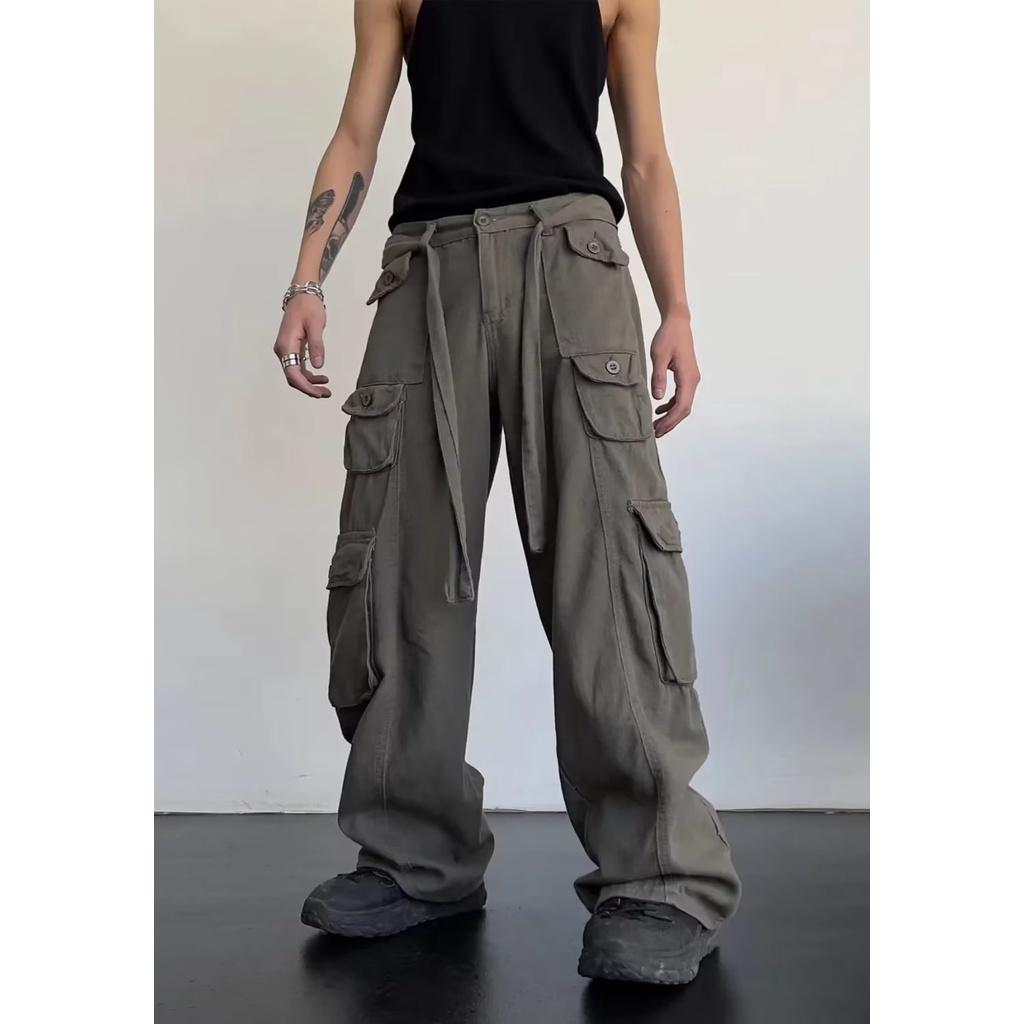 Quần Kaki ống rộng unisex , cargo pants cạp thấp nam nữ , quần túi hộp phong cách y2k gin store