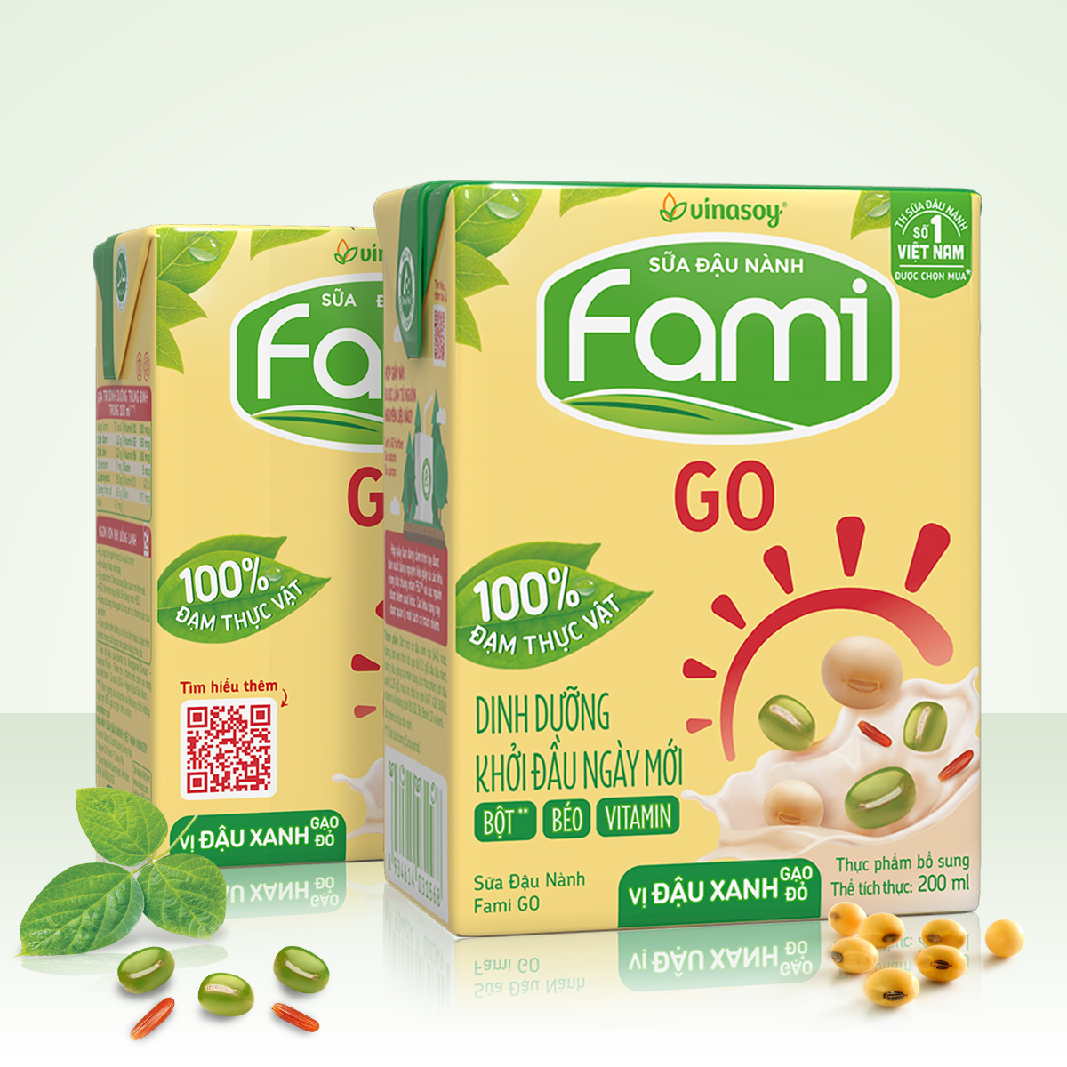 Thùng Sữa Đậu Nành Vinasoy Famigo Đậu Xanh Gạo Đỏ (200ml x 36 Hộp)