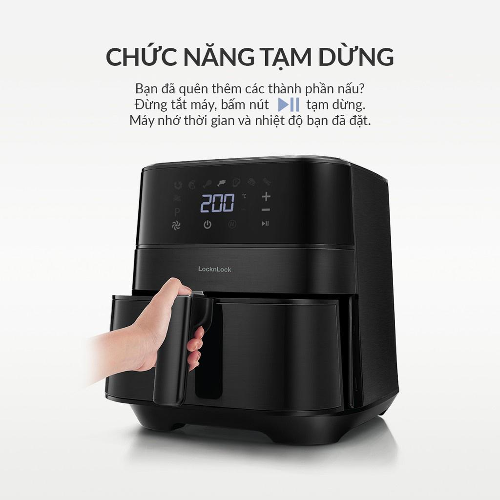 Nồi chiên không dầu Lock&amp;Lock Deluxe Air Fryer EJF284BLK 5.5L - Hàng chính hãng, 8 chế độ cài đặt sẵn - Hapos