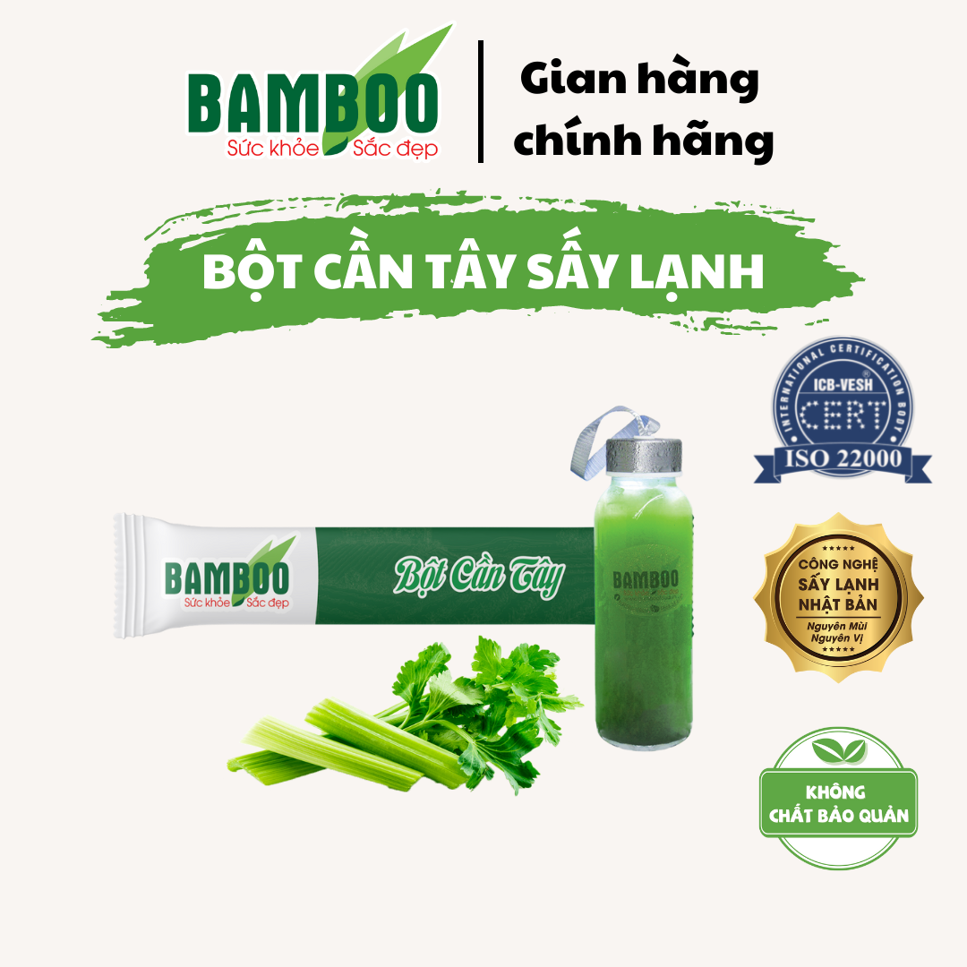 Combo 2 Hộp bột Cần tây Bamboo nguyên chất, siêu mịn (60g/ 20 gói x2) - Hỗ trợ giảm cân, làm đẹp da