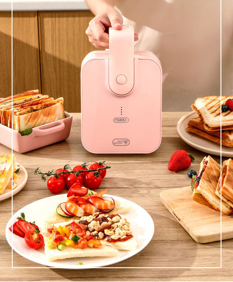 Máy Kẹp Sandwich Cao Cấp Nướng Siêu Nhanh Chỉ 3 Phút, Máy Nướng Bánh Mì Đa Năng Chống Dính Tuyệt Đối, Chiên Trứng, Nướng Thịt - Hàng Chính Hãng