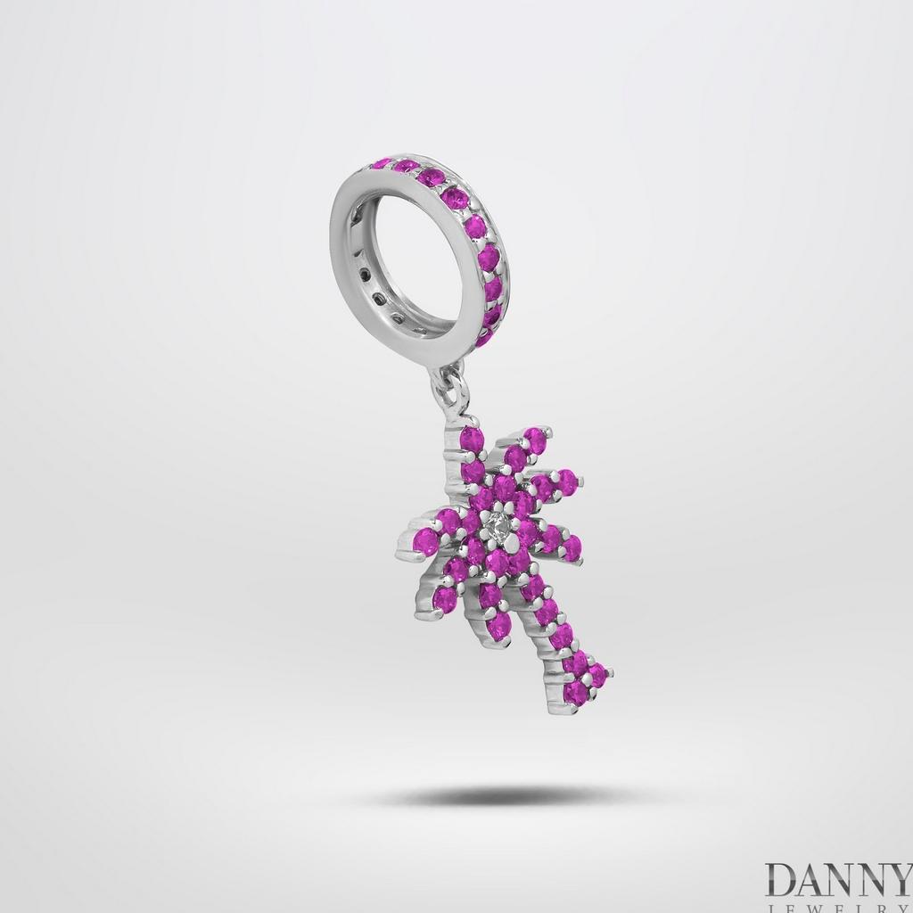 Charm Bạc 925 Danny Jewelry Đính Đá Màu - Biểu tượng Cây Dừa PK011S Xi Rhodium