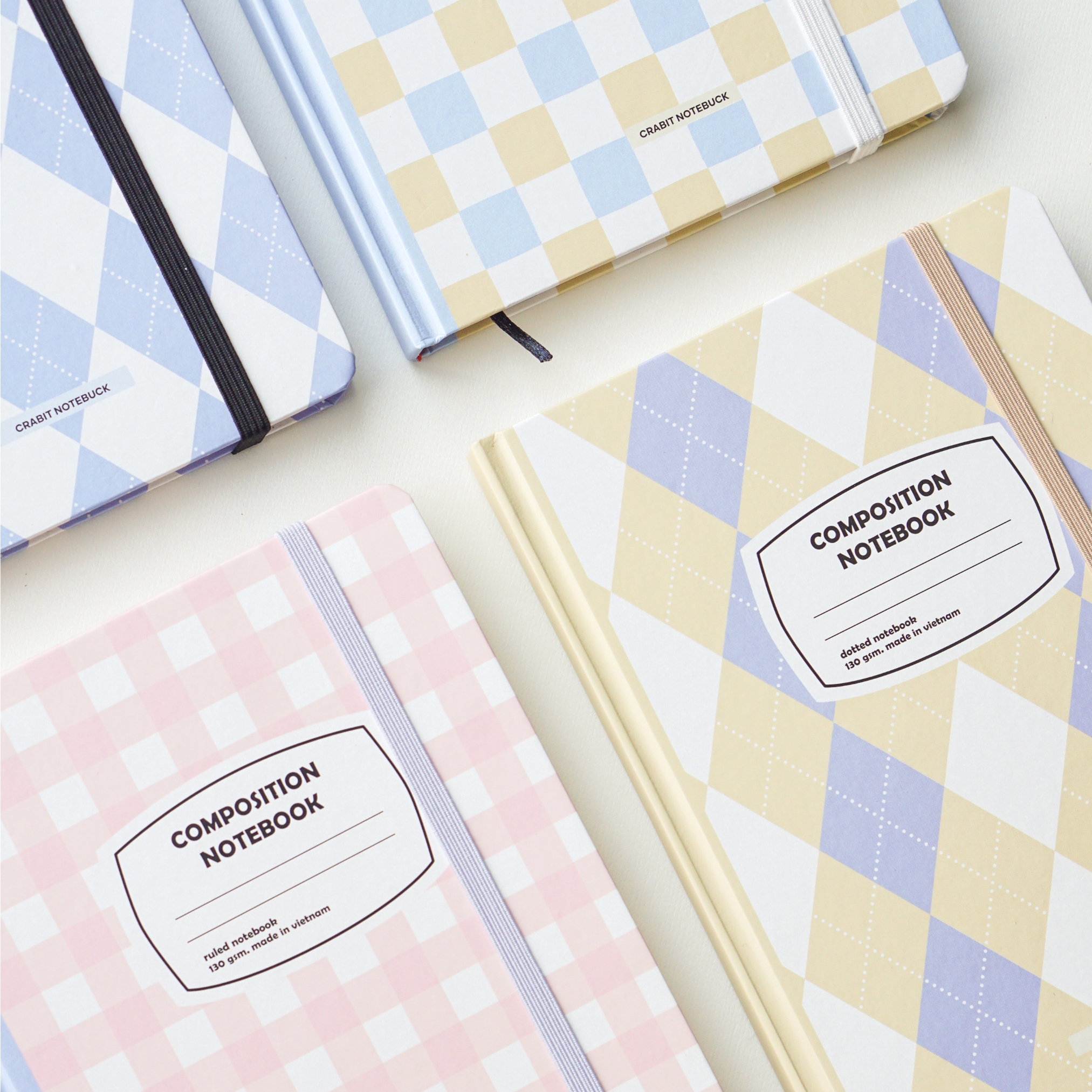 Sổ tay A5 ghi chép tiện dụng 130gsm Crabit Composition Gingham