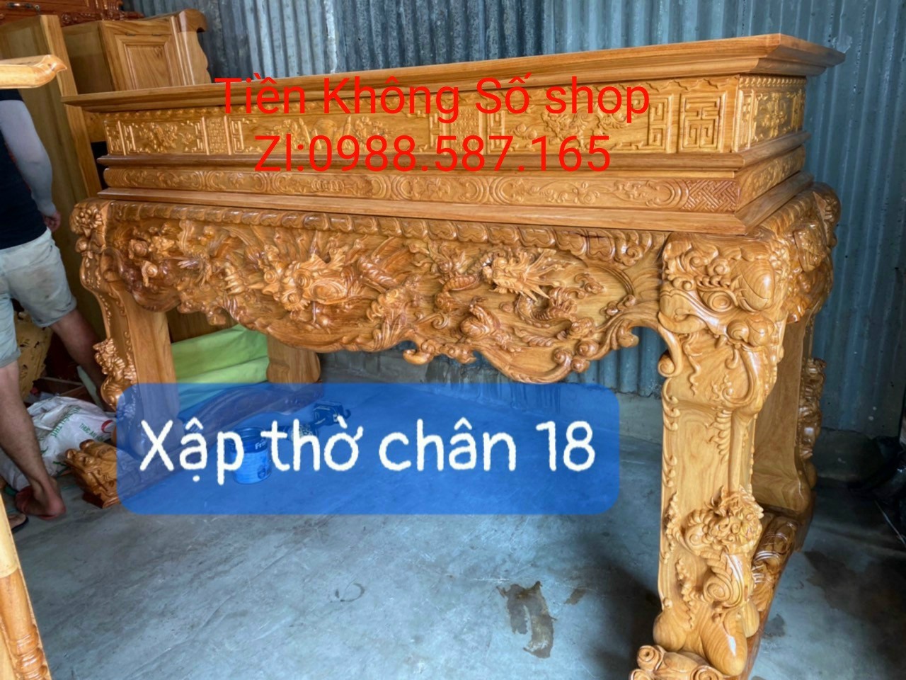 SẬP THỜ TỨ LINH GỖ GÕ SIÊU CHẤT CHÂN 16-18-20 CM ( FREESHIP 50 KM )