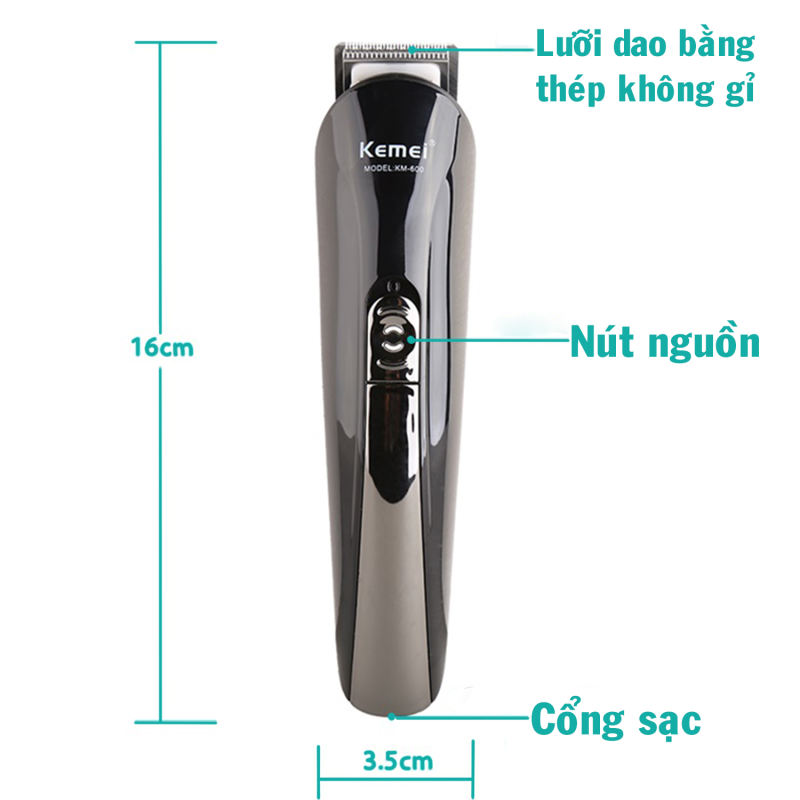 Tông đơ cắt tóc 11in1 đa năng Kemei KM-600 chuyên dụng cắt tóc, cạo râu, tỉa lông mũi, chân viền, tỉa ria mép, chân mày, chải tóc tặng kèm 2 kẹp cá sấu chia tóc ( Giao màu ngẫu nhiên )