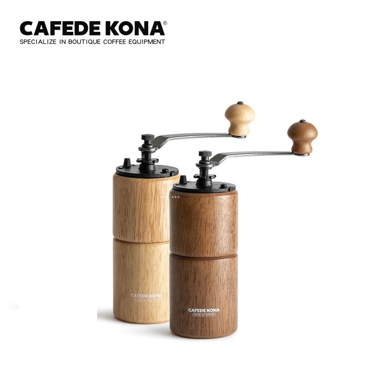 Cối xay cà phê thân gỗ hình trụ tròn lõi thép CAFE DE KONA