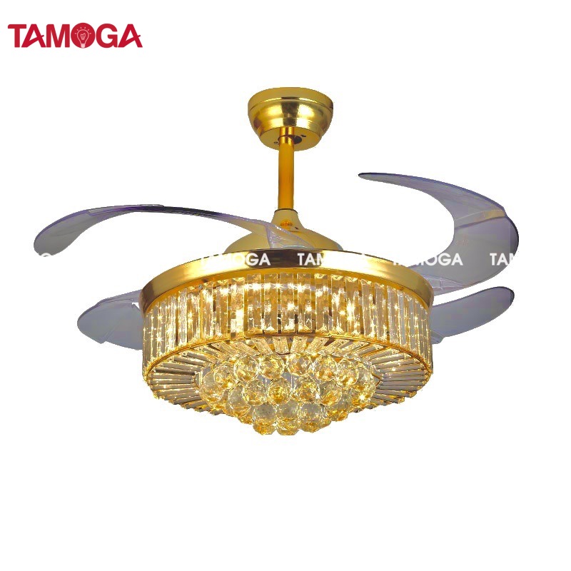 Đèn quạt trần 8018 TAMOGA FIOLA Cánh cụp Cánh xòe Động cơ 6 số + Tặng kèm Điều khiển từ xa