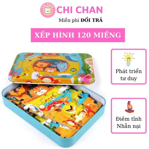 Đồ chơi xếp hình 120 miếng, đồ chơi giáo dục phát triển trí tuệ và khả năng tập trung cho bé