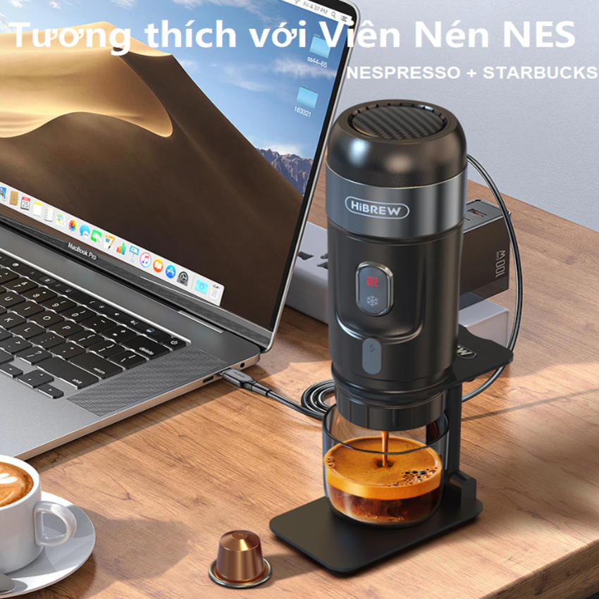 Máy pha cà phê cầm tay Espresso mini 3 trong 1, thương hiệu Mỹ HiBREW cao cấp H4A và H4B - HÀNG CHÍNH HÃNG