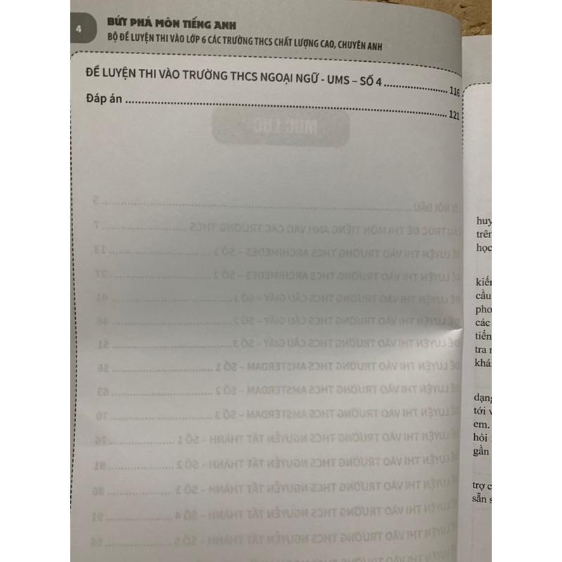 Sách : Bứt Phá Môn Tiếng Anh - Bộ Đề Luyện Thi Vào Lớp 6 Các Trường THCS Chất Lượng Cao Chuyên Anh