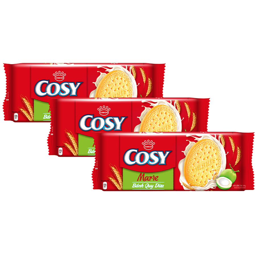 Combo 3 Gói Bánh Quy Cosy Marie Dừa 144g