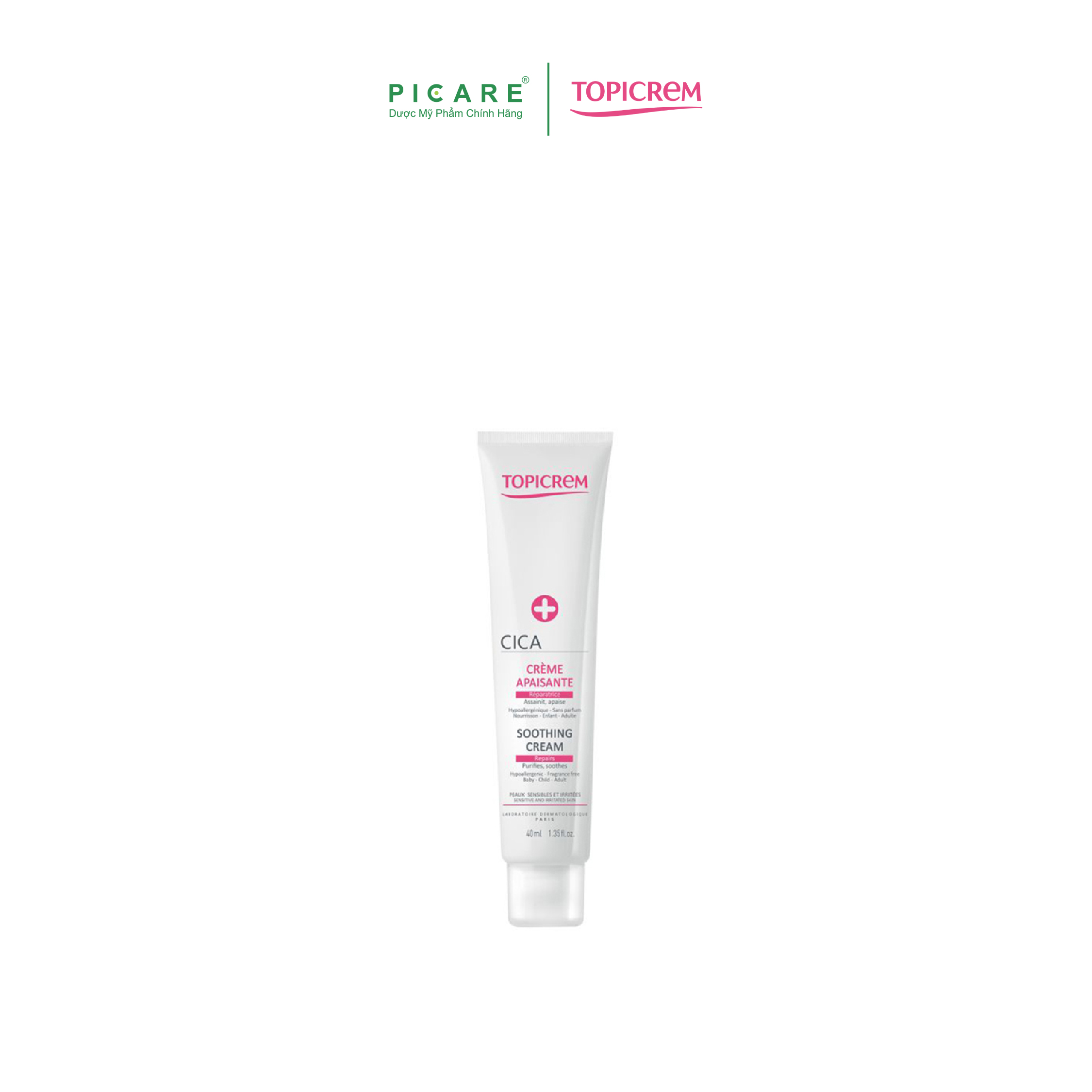 Kem Giảm Nhiễm Khuẩn, Phục Hồi Da Hư Tổn Topicrem CICA Soothing Cream 40ml