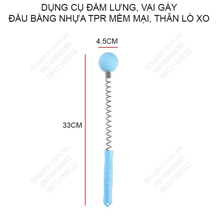 Dụng cụ đấm lưng, vai gáy làm bằng nhựa TPR mềm dẻo, thân lò-xo chắc chắn, đàn hồi