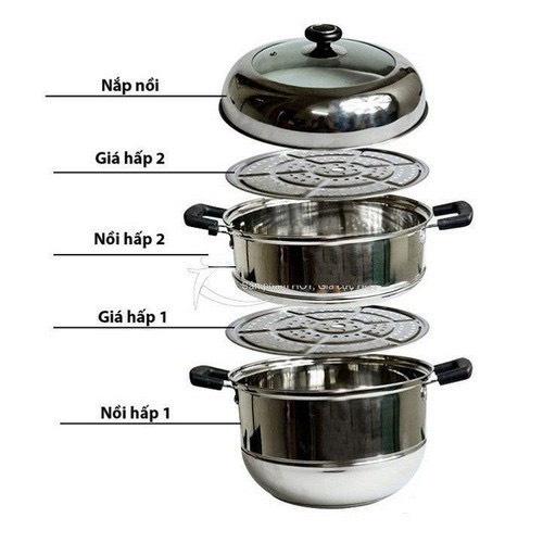 Nồi Hấp Inox Đa Năng 3 TẦNG 2 VỈ 28CM Tiện Lợi Cho Nhà Bếp