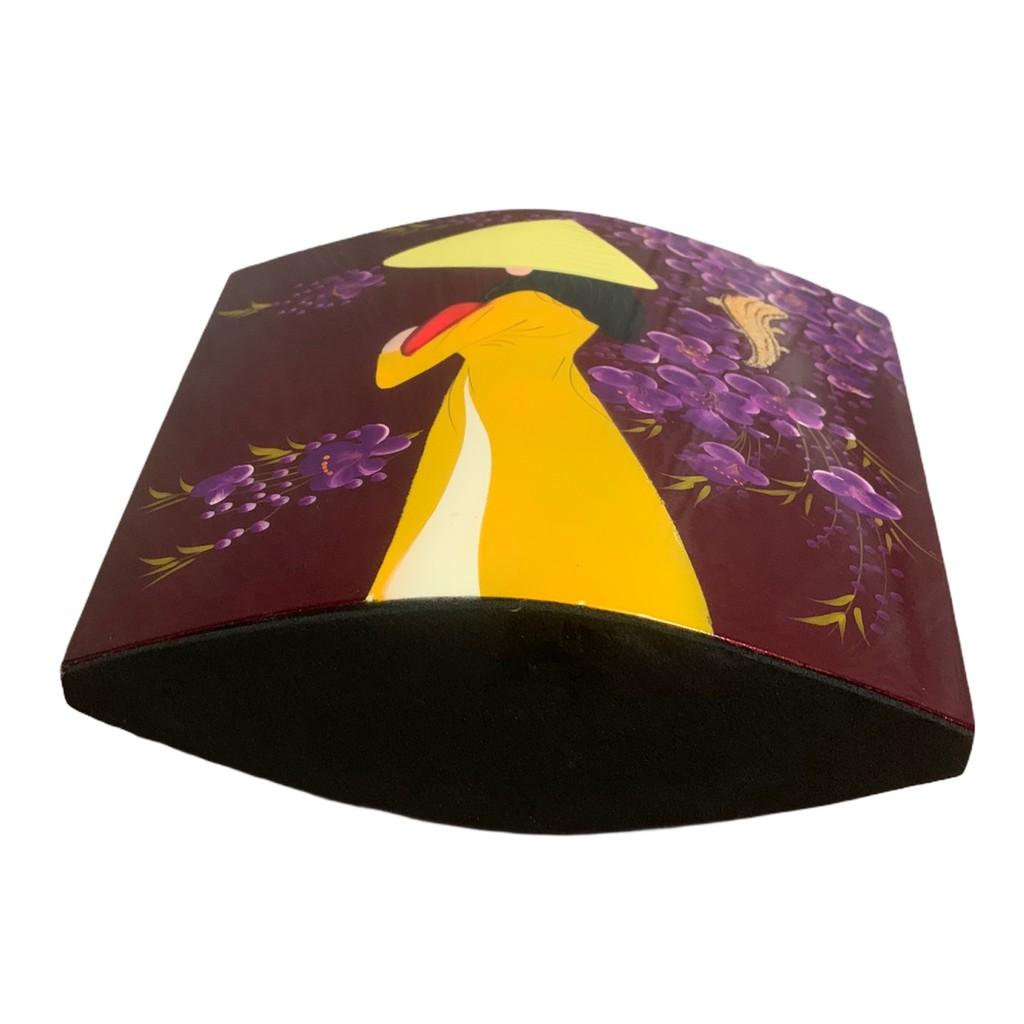 Lọ hoa sơn mài cô gái hoa đào cao 24.5 cm