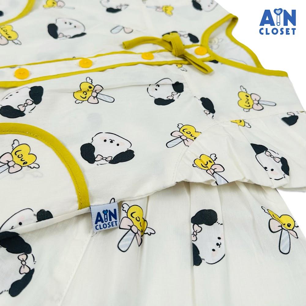 Bộ quần áo Ngắn bé gái họa tiết Cún Love Nơ xanh cotton - AICDBGDXNODM - AIN Closet