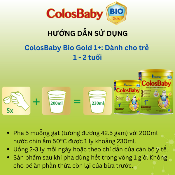 Colosbaby Bio Gold 1 + 400g hỗ trợ tiêu hóa tốt, miễn dịch khỏe cho bé - VitaDairy