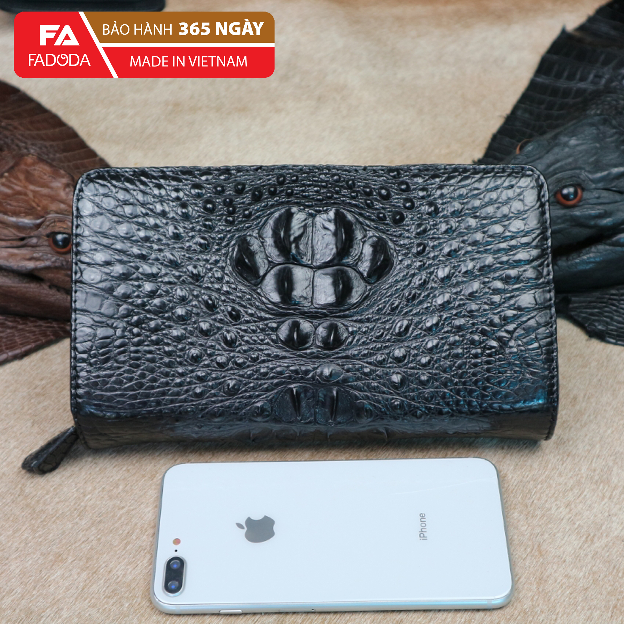 Ví namcầm tay da cá sấu Fadoda FCW43