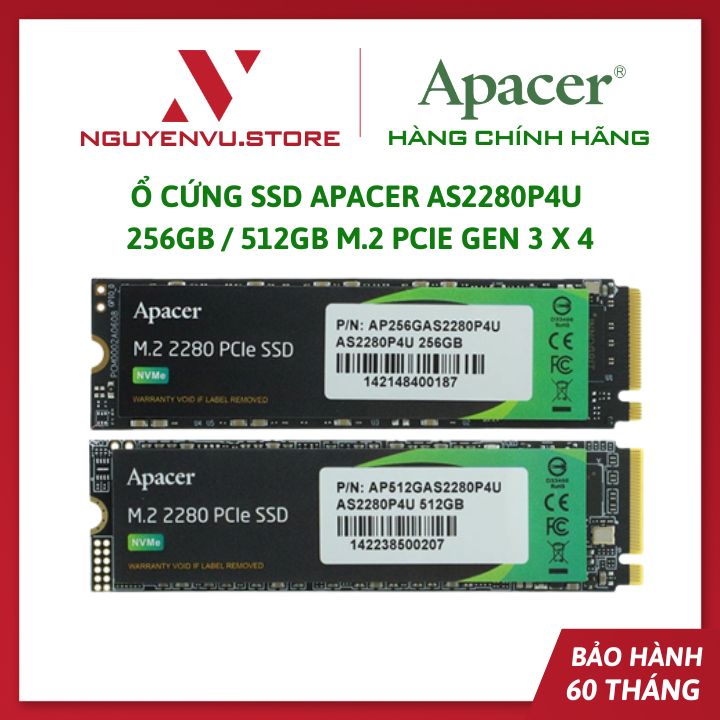 Ổ cứng SSD Apacer AS2280P4U 256GB / 512GB M.2 PCIe Gen3 x4 - Hàng Chính Hãng