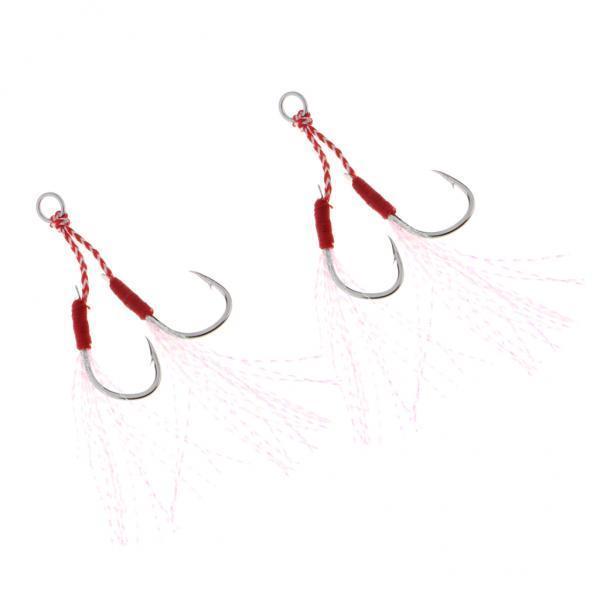 2x 2pcs Super Sharp Fishing Assist Hooks Saltwater Sea Fishing Tackle Jigging Barbed Hook 11#-17#
