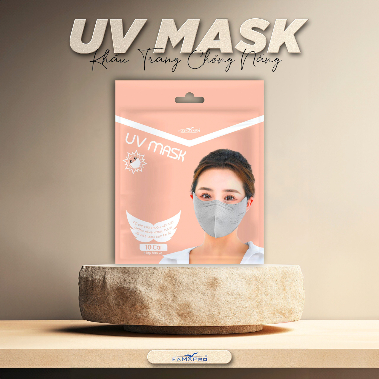 [UV MASK] Khẩu trang y tế 5 lớp UV Famapro chống nắng hiệu quả với form rộng hơn,che chắn tốt hơn