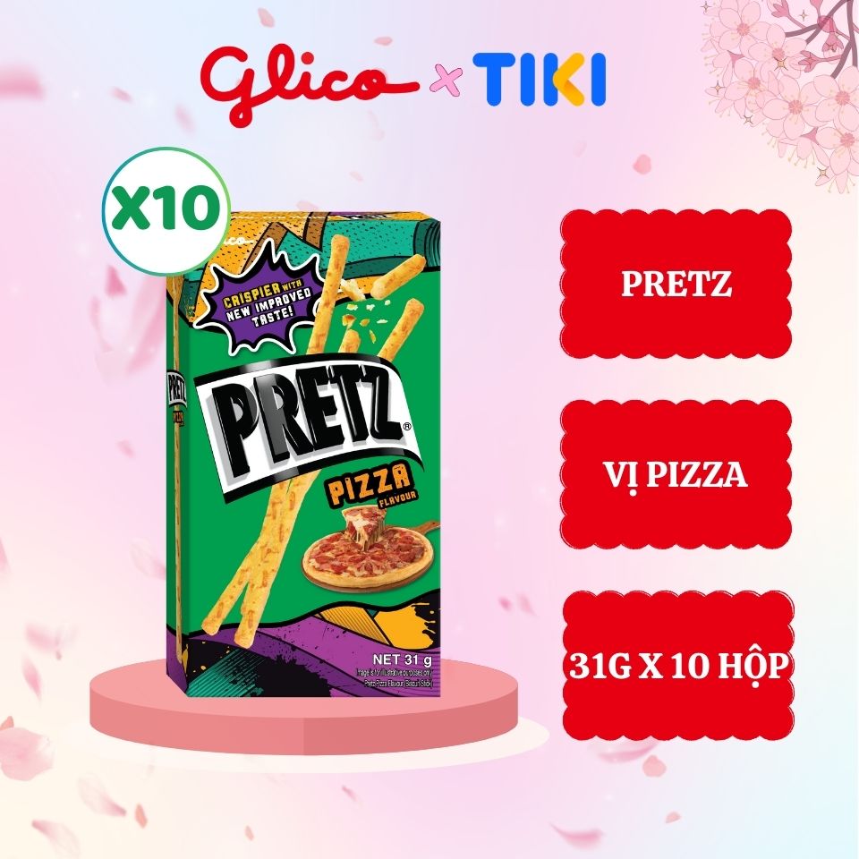 Bánh que nướng giòn vị pizza GLICO Pretz Pizza Flavour 31g (Combo 10 hộp)