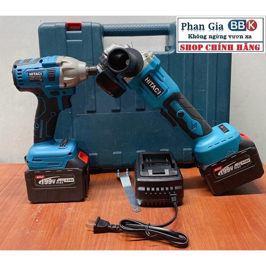 Combo 2 trong 1 gồm máy mài góc pin và máy chuyên vít pin 199V Pin 15 CELL - Tặng hộp đựng
