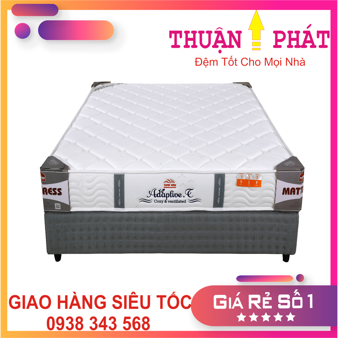 Đệm lò xo Adaptive Cao Cấp Dầy 24cm - Chuẩn Khách Sạn Hạng - Khích thước 1m8x2m , 1m6x2m
