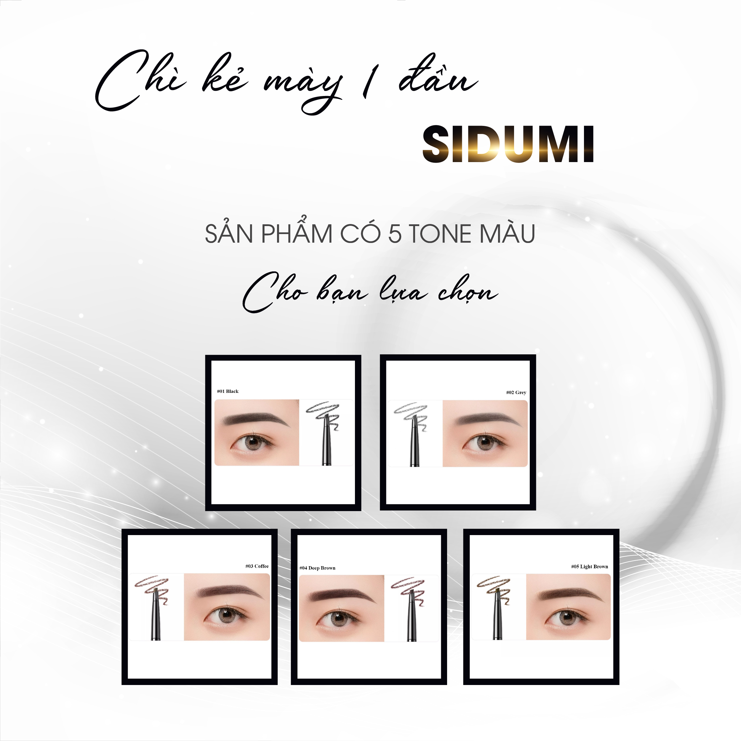 Chì kẻ mày phẩy sợi Sidumi lâu trôi chính hãng Hàn Quốc SDM CM322